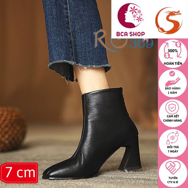Giày bốt nữ cổ thấp thời trang cao cấp 7p RO369 ROSATA tại BCASHOP mang 1 nét đẹp lộng lẫy và cá tính