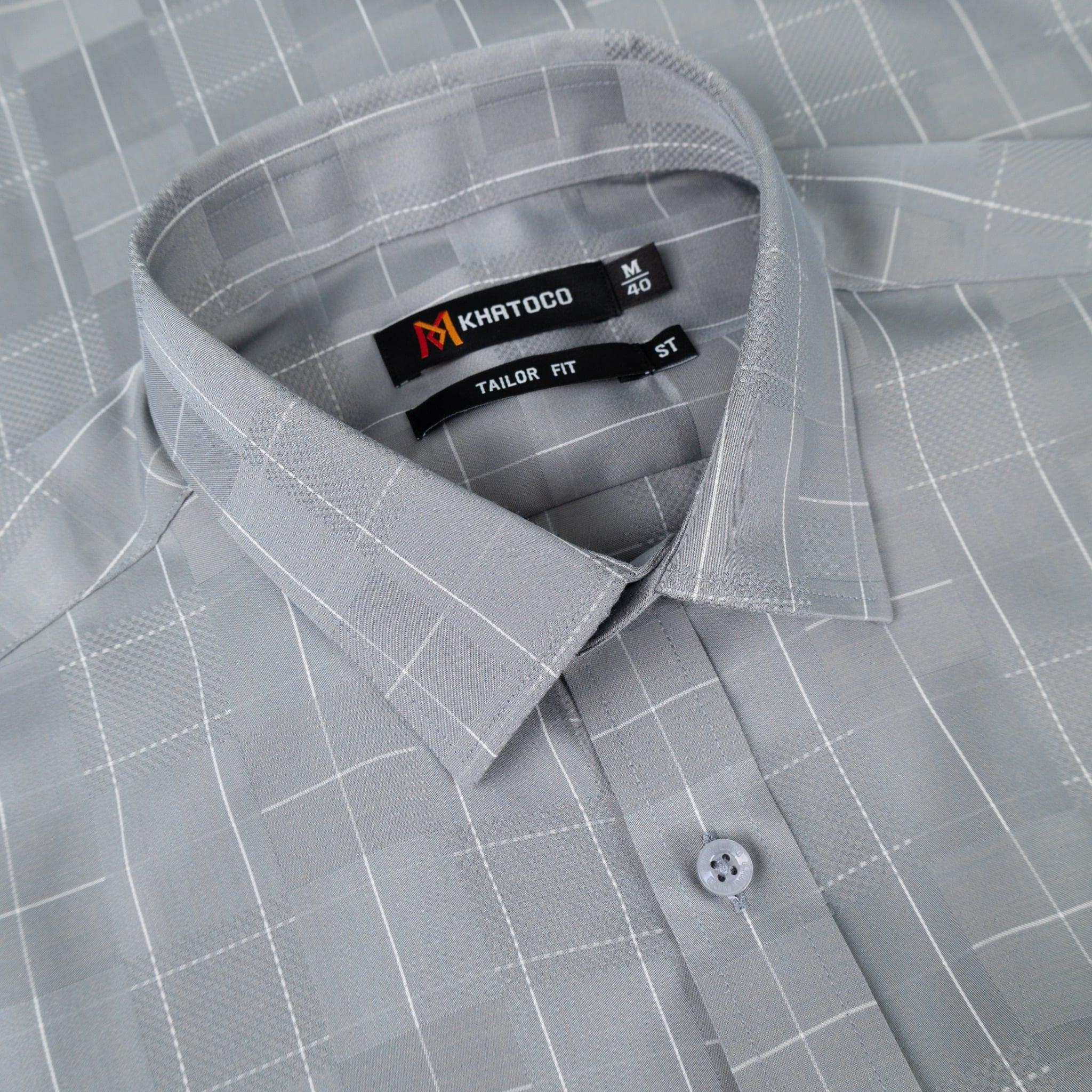 Áo sơ mi nam KHATOCO Tailor Fit ngắn tay A1MN538T2-CNCR760-2704-N