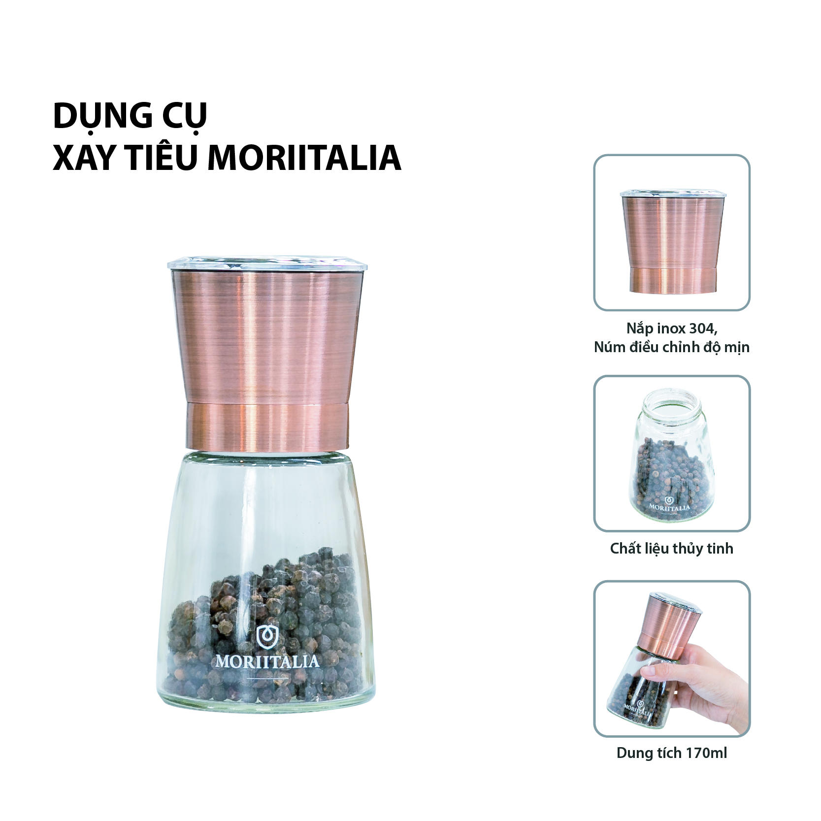 Dụng cụ xay tiêu cầm tay Moriitalia - 000860