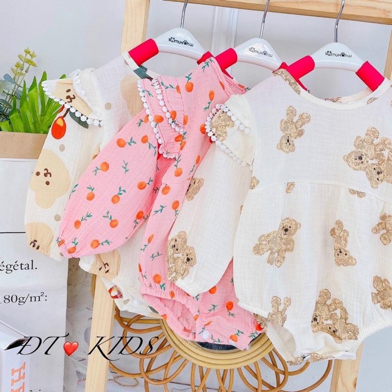 Body xô Muslin dễ thương cho bé gái sơ sinh (6-16kg)