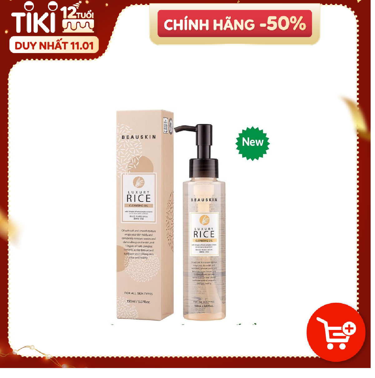 Dầu Tẩy Trang BEAUSKIN Luxury Rice Cleansing Oil 150ml Sạch Sâu, Dưỡng Ẩm Hiệu Quả - BCOI0100110