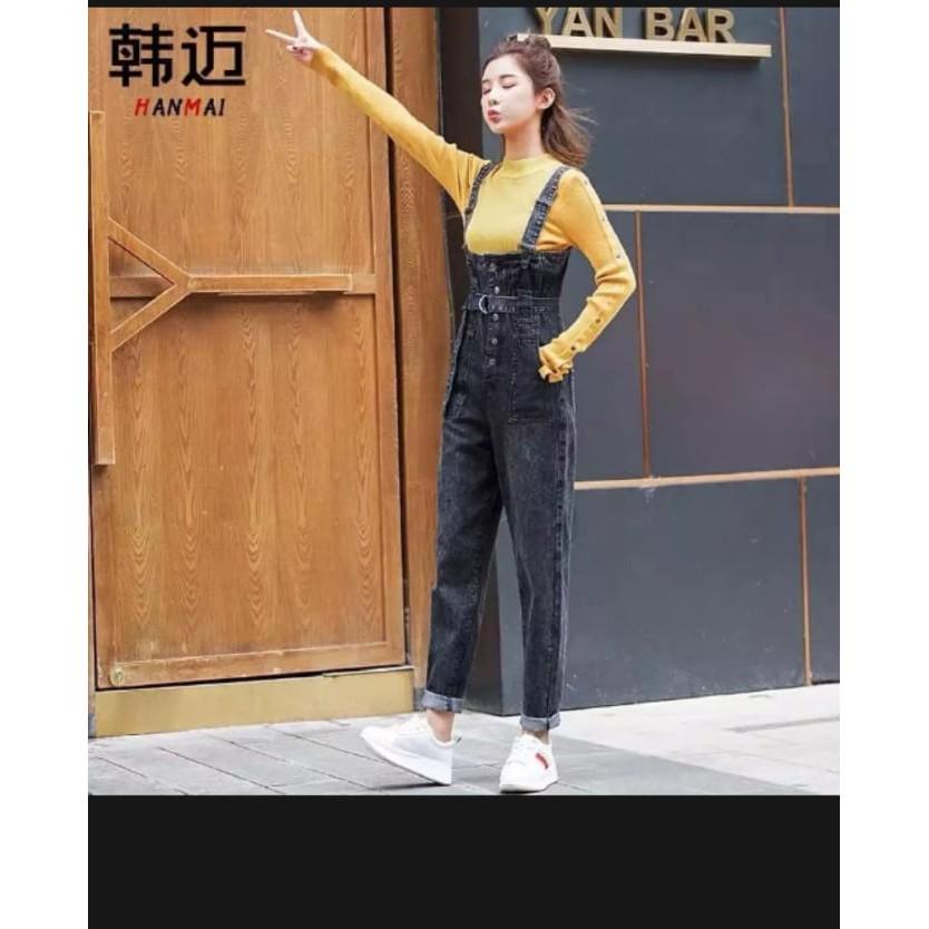 Quần yếm jean dài nữ( có ảnh thật ), dây phối kiểu mới ( size : S, M, L,) vải jean mịn, không nhăn, mẫu mới nhất năm d6