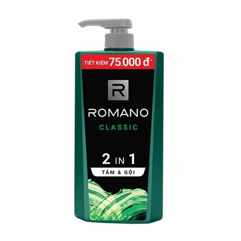 Tắm gội Romano Classic 2 trong 1 chai 900gr Tặng kèm dầu gội Classic 180g
