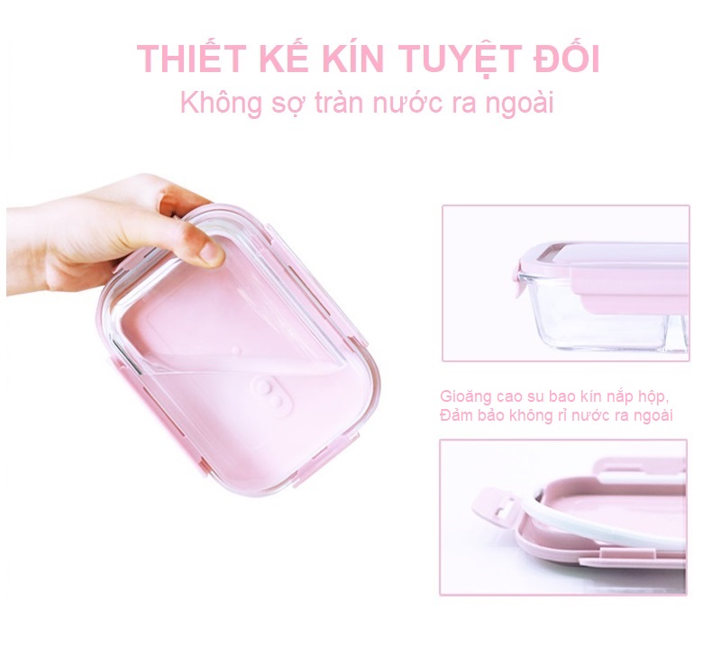 Bộ Hộp Cơm Thủy Tinh Giữ Nhiệt  Văn Phòng Cao Cấp - Kèm Túi Xách và Hộp Đựng Đũa Thìa Home Basics