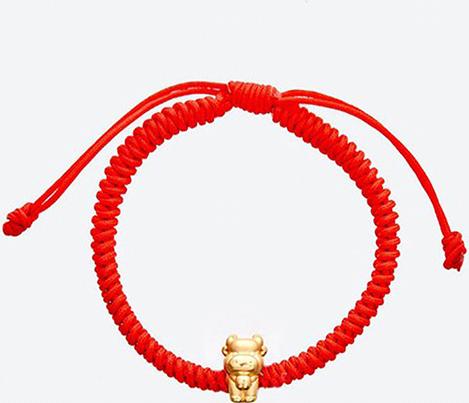 Vòng tay kết dây 12 con giáp bạc mạ vàng