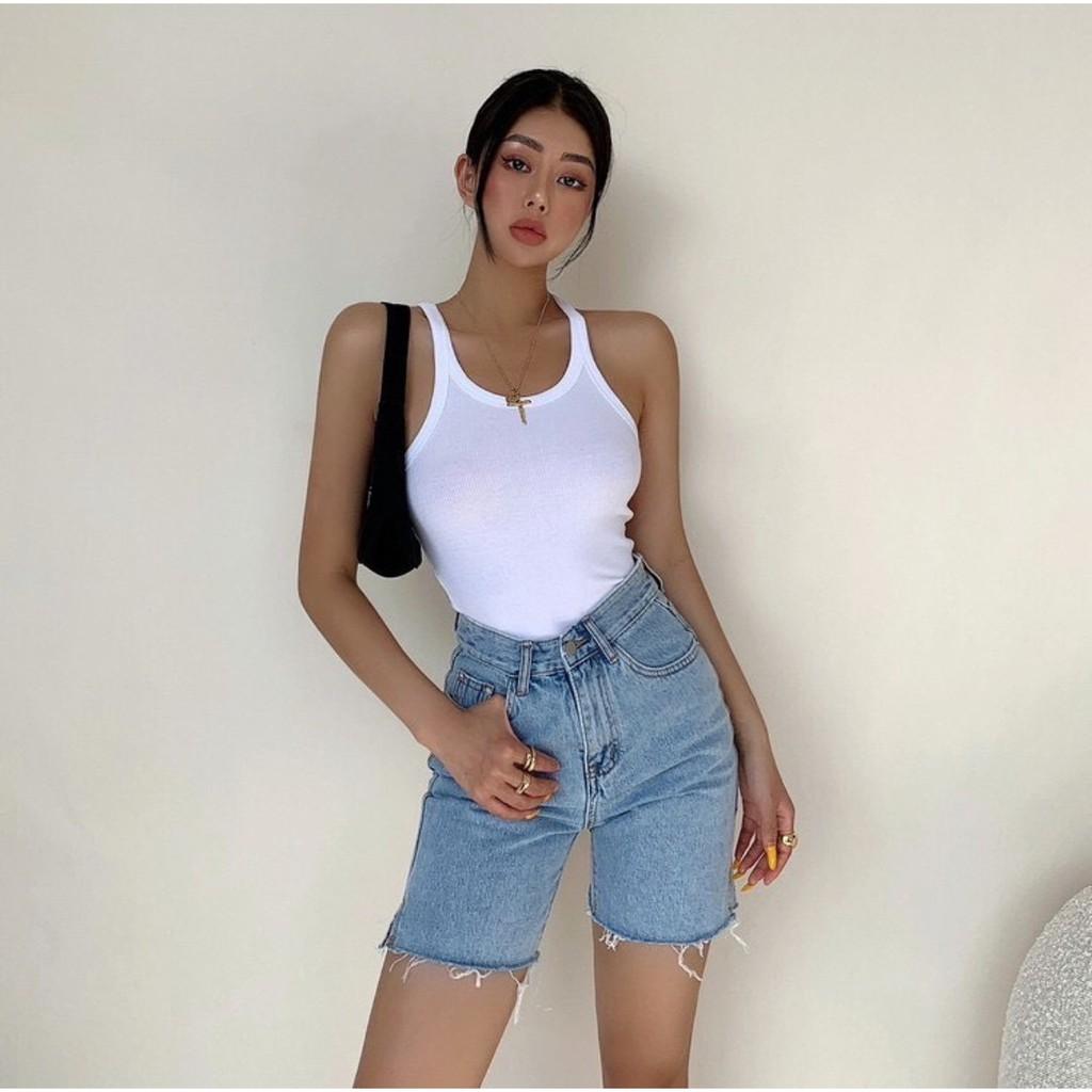 Quần short đùi jean lưng cao form ullzang - phong cách chất