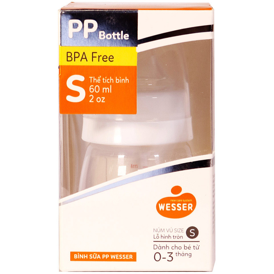 Bình Sữa PP Wesser 60ml (Giao màu ngẫu nhiên)