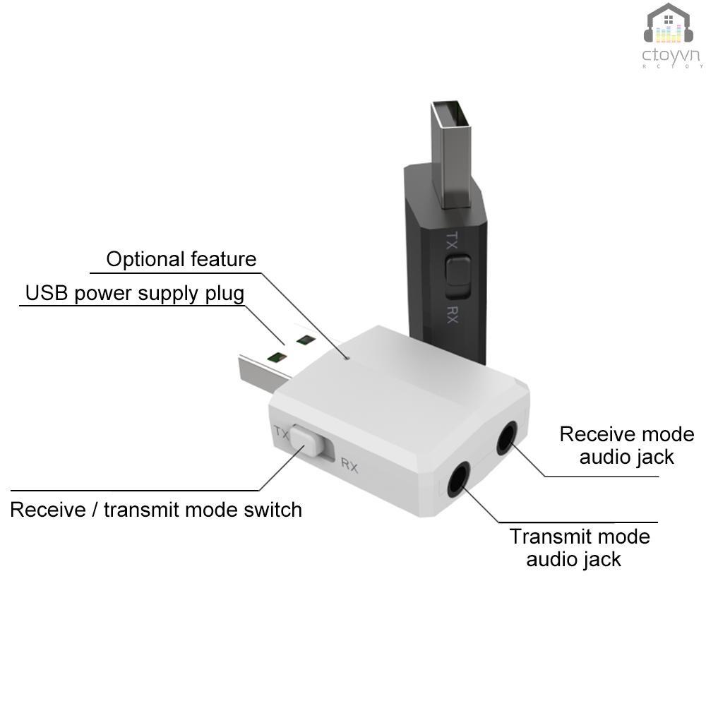 Thiết bị thu phát USB BT 5.0 3 trong 1 EDR Mini 3.5mm AUX không dây cho TV PC