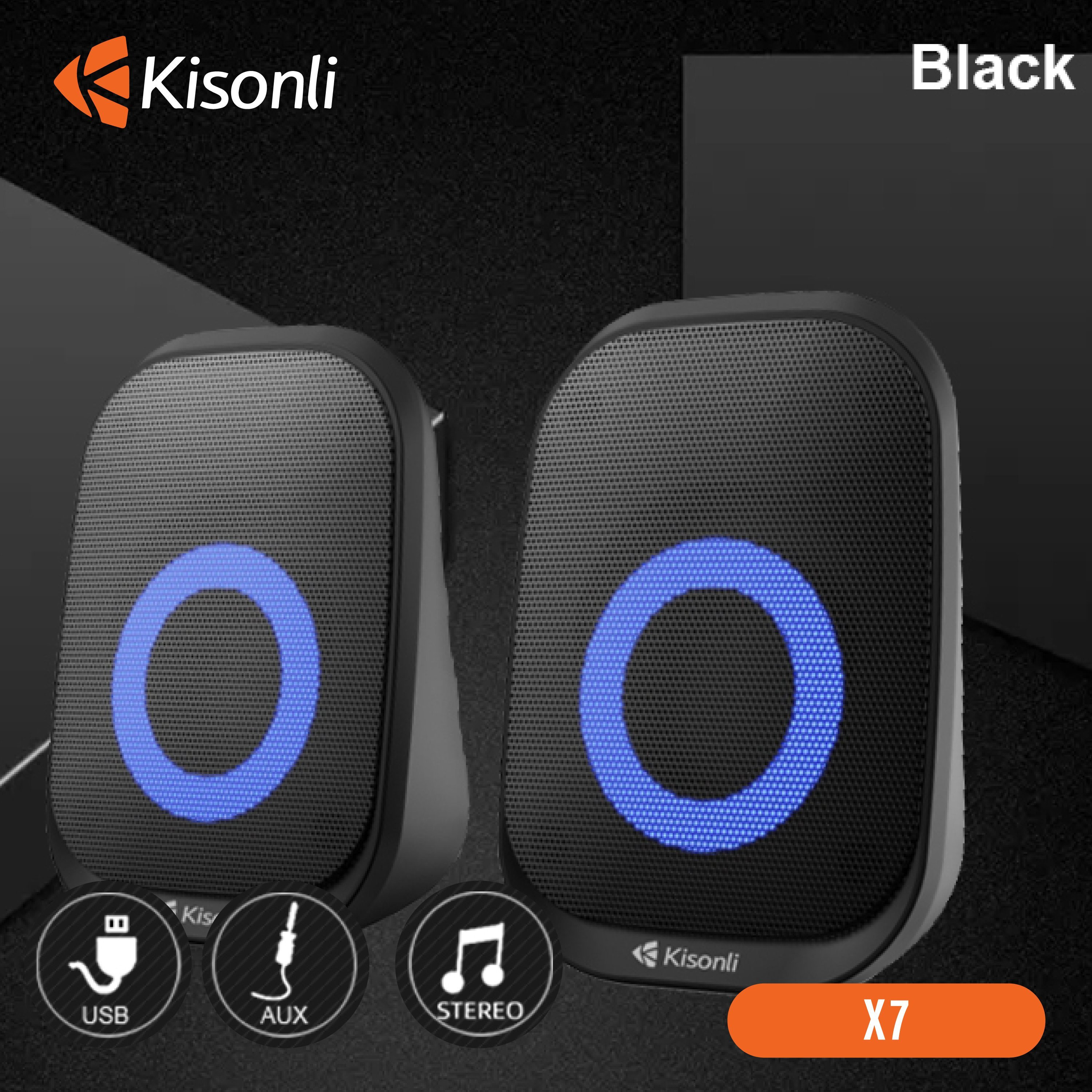 Loa 2.0 Kisonli X7 Black LED - Hàng chính hãng