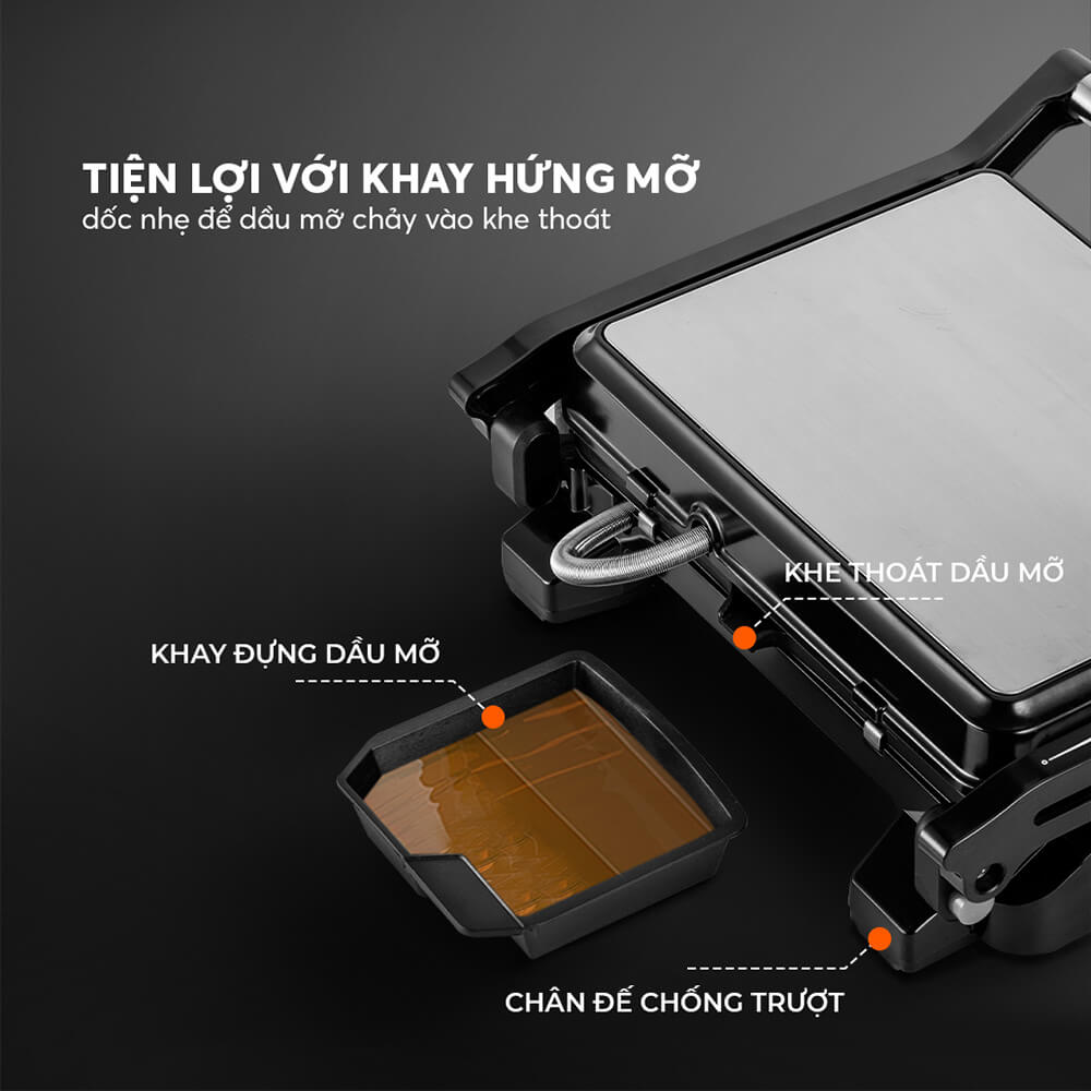 Vỉ nướng điện gấp gọn Elmich EGE-8579 - Hàng Chính Hãng