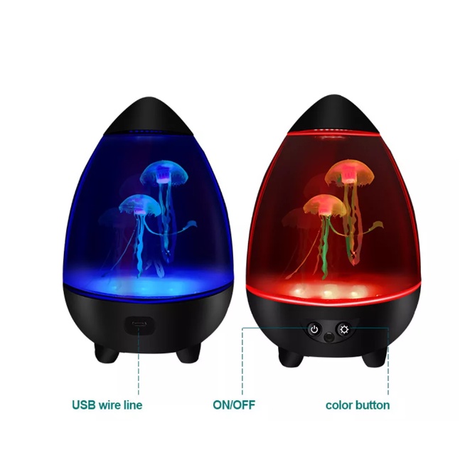 Đèn Ngủ Co Sứa Hiệu Ứng Led RGB 3D JellyFish (Black)