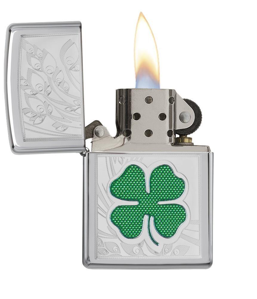 Bật lửa Zippo  Clover High Polish Chrome Design 24699