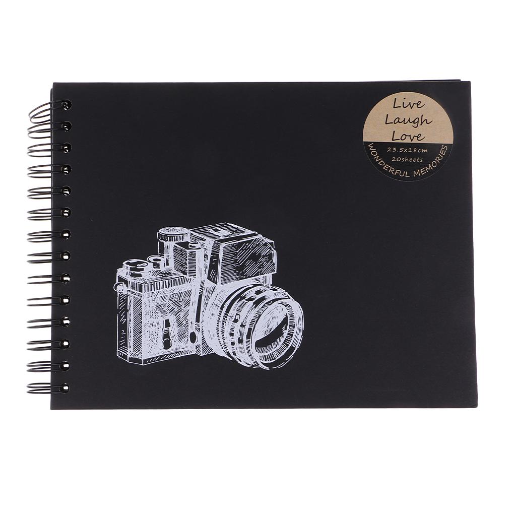 20 Pages Ring Binder Scrapbook Family Memory Photo Album Black 165x165mm