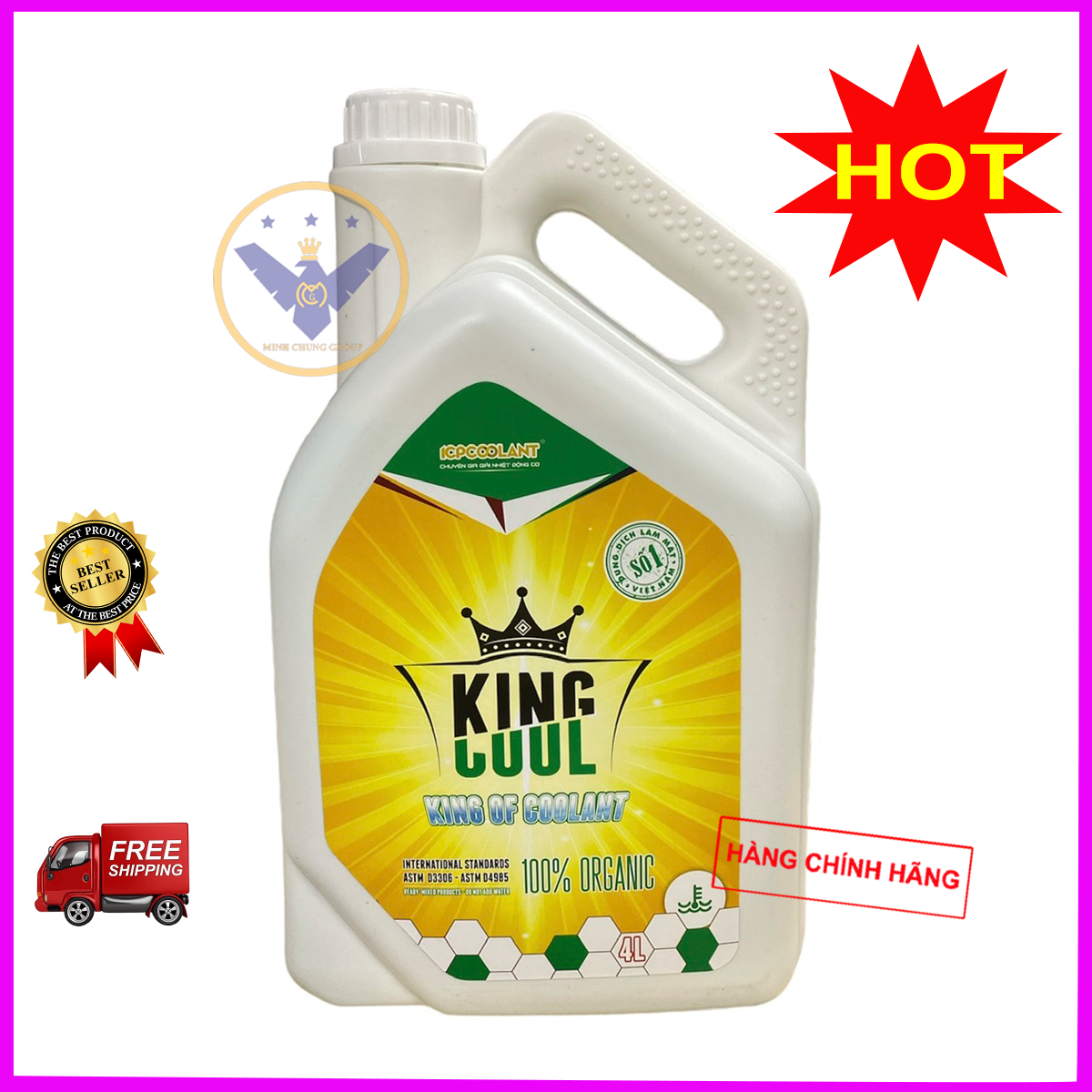 COMBO 2 Nước làm mát xe ô tô KINGCOOL SUPER can 4L