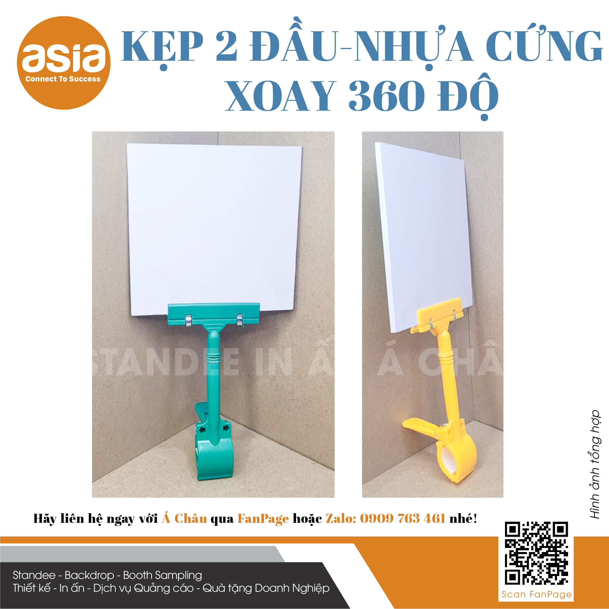 Kẹp wobbler 2 đầu thẳng, xoay 360 độ, Giao màu ngẫu nhiên