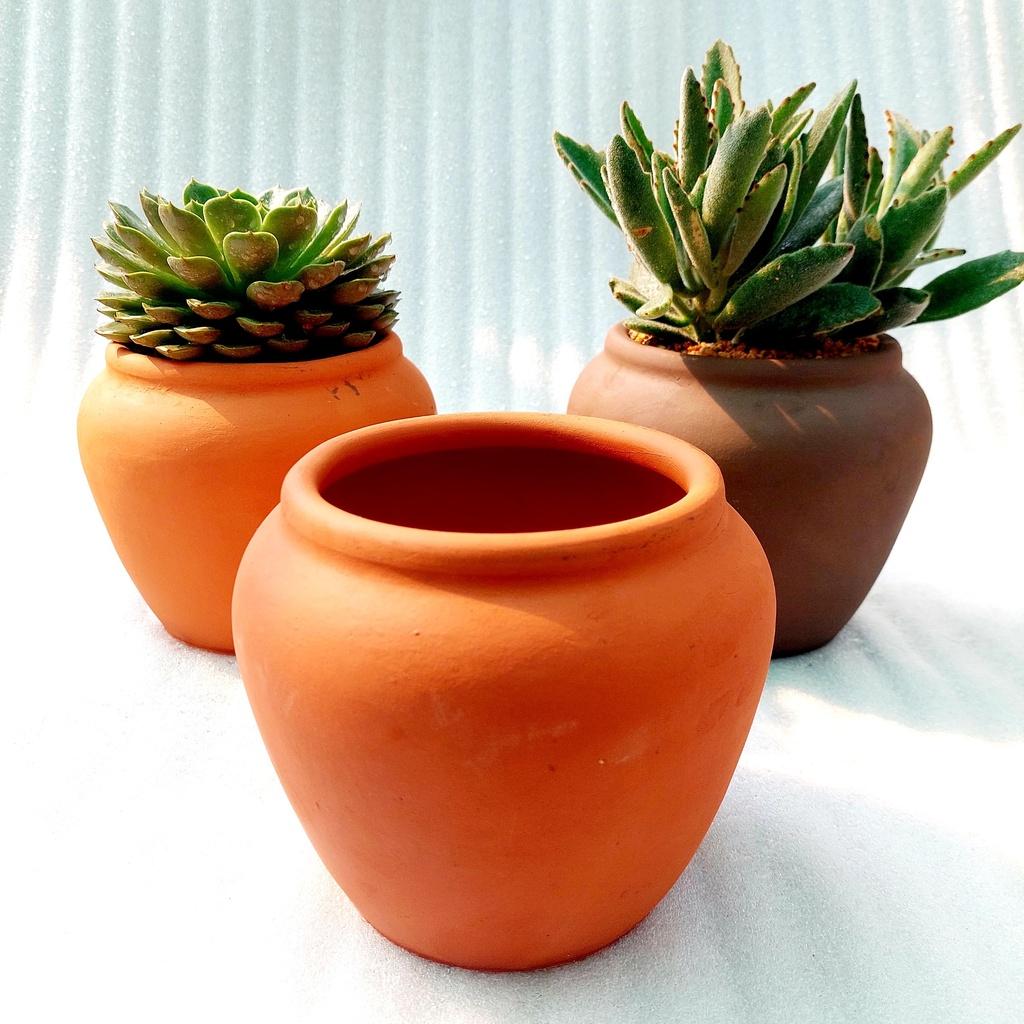 Chậu đất nung - Chum lùn, đường kính miệng 14cm, chiều cao 15cm