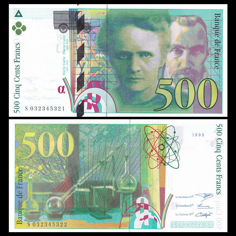 Tiền xưa Pháp 500 francs mới cứng sưu tầm