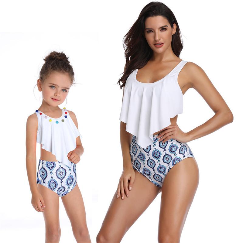 Năm 2019 Họ Phù Hợp Với Đồ Bơi Mẹ Con Gái Đầm Mẹ Con Gái Bikini Áo Tắm Đồ Bơi Trẻ Em Họ Phù Hợp Với Trang Phục