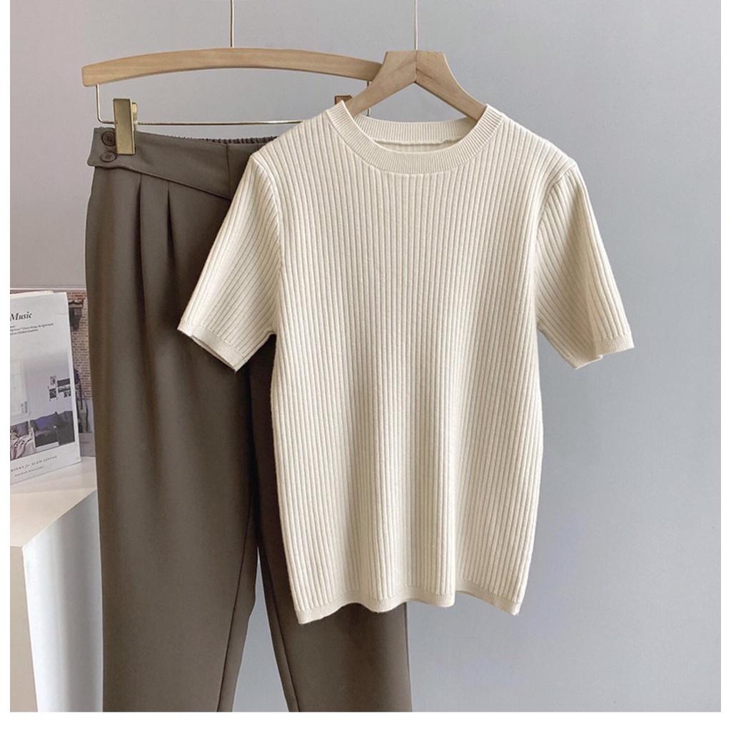 Áo Len Tăm Cổ Tròn Dáng Ôm Tôn Eo ThunderUnisex Chất Liệu Mềm Mại Đẹp 4 Màu Basic Siêu Xinh Ulzzang