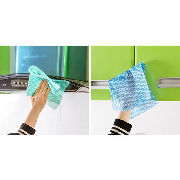 Cuộn 50 khăn lau đa năng bếp, bát đĩa, cốc chén thấm nước chống dính dầu mỡ hai mặt loại to 20x30cm