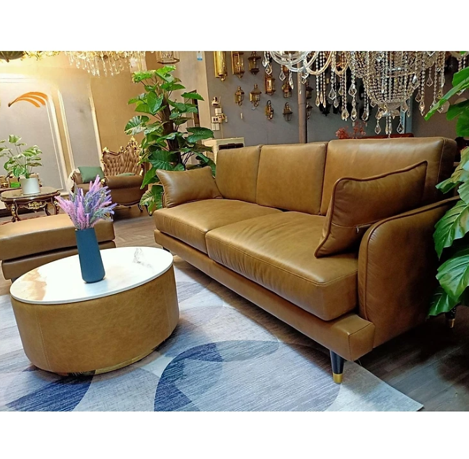 Sofa băng da bò Italy Tundo màu vàng SFBCT14 2m1 hàng cao cấp chuẩn da bò nhập khẩu Ý