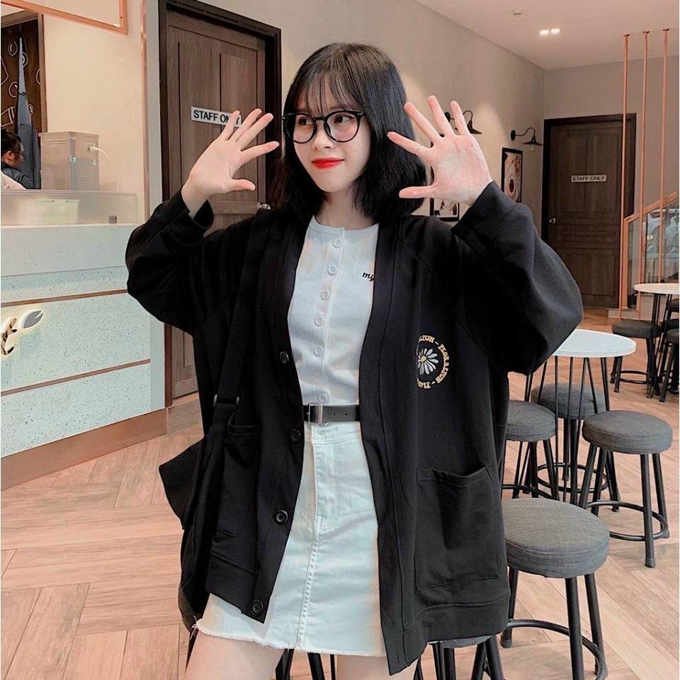 ÁO KHOÁC NỈ CADIGAN 123SHOP Floral Fun