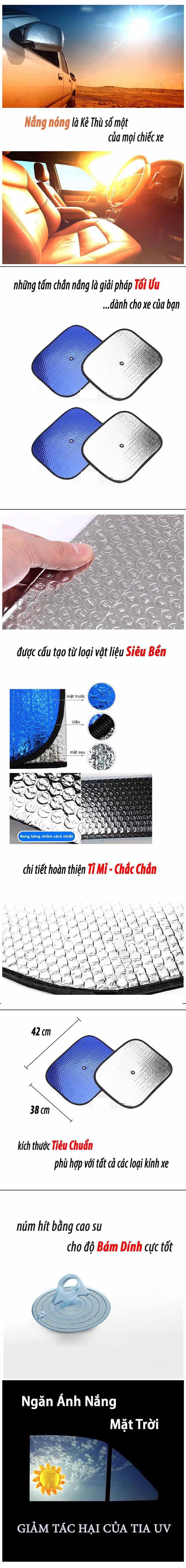 Combo 4 Tấm Chắn Nắng Ô TÔ Núm Hít Cực Rẻo Hút Chắc Hàng Dầy Đẹp