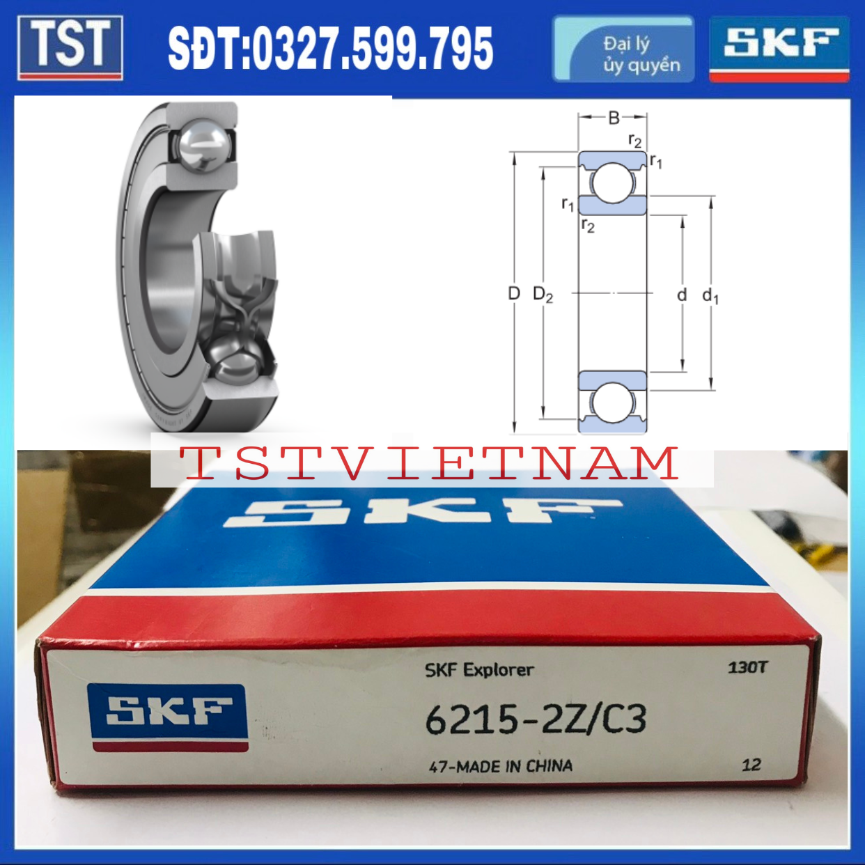 Vòng bi bạc đạn SKF 6215-2Z/C3