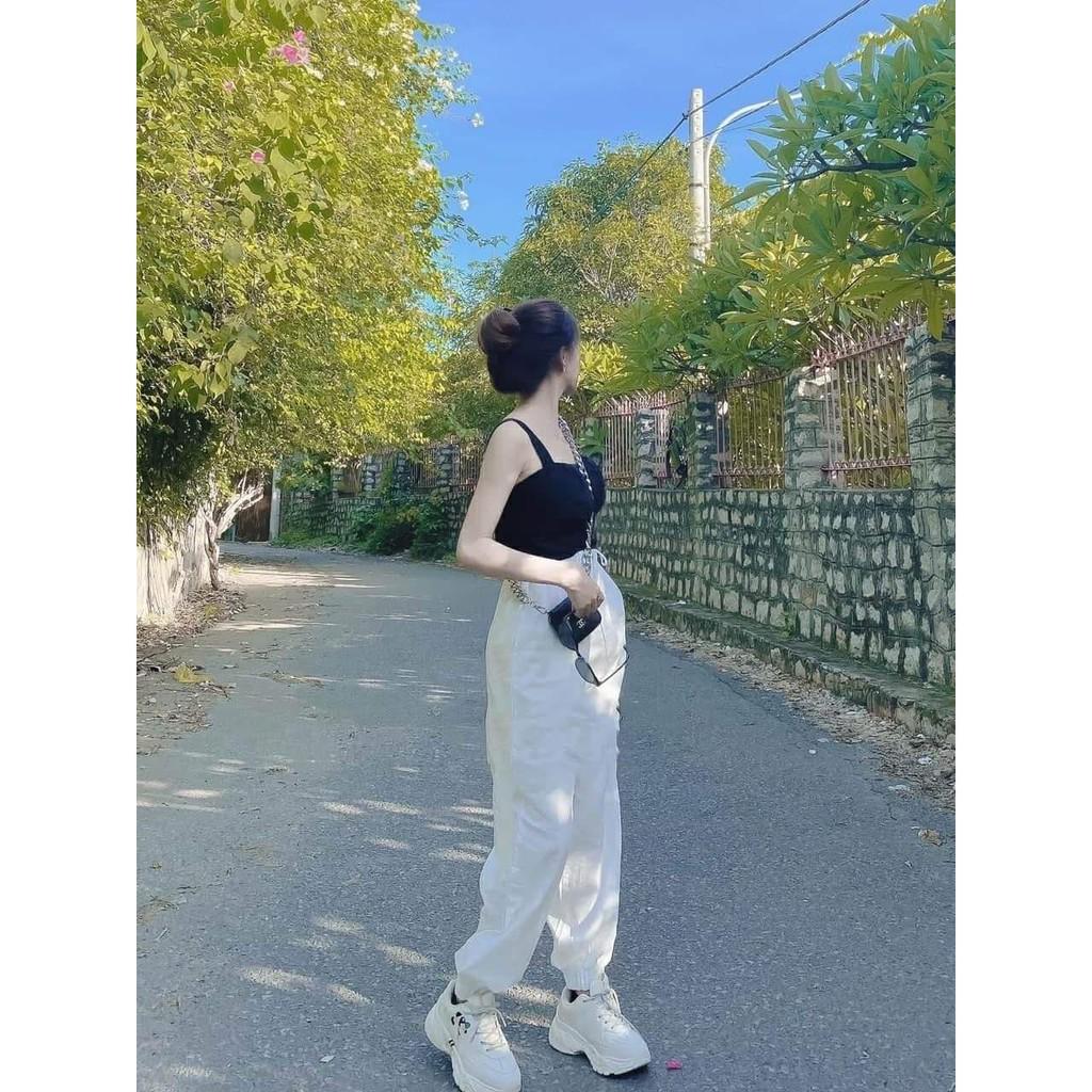 Quần jogger nữ bo gấu chất đũi lạ mắt