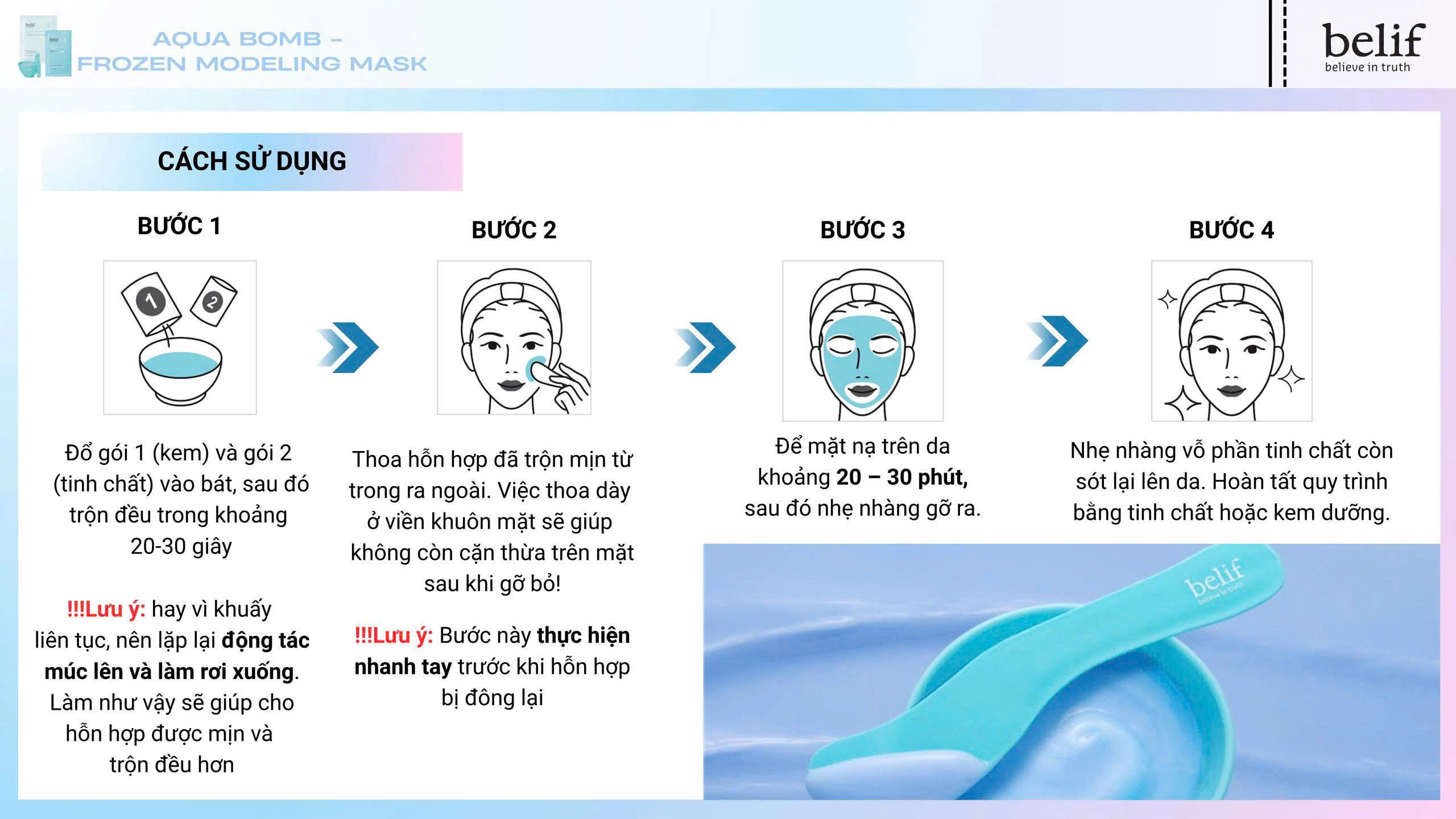Mặt nạ thạch làm dịu và hỗ trợ dưỡng sáng belif Aqua Bomb Frozen Modeling Mask