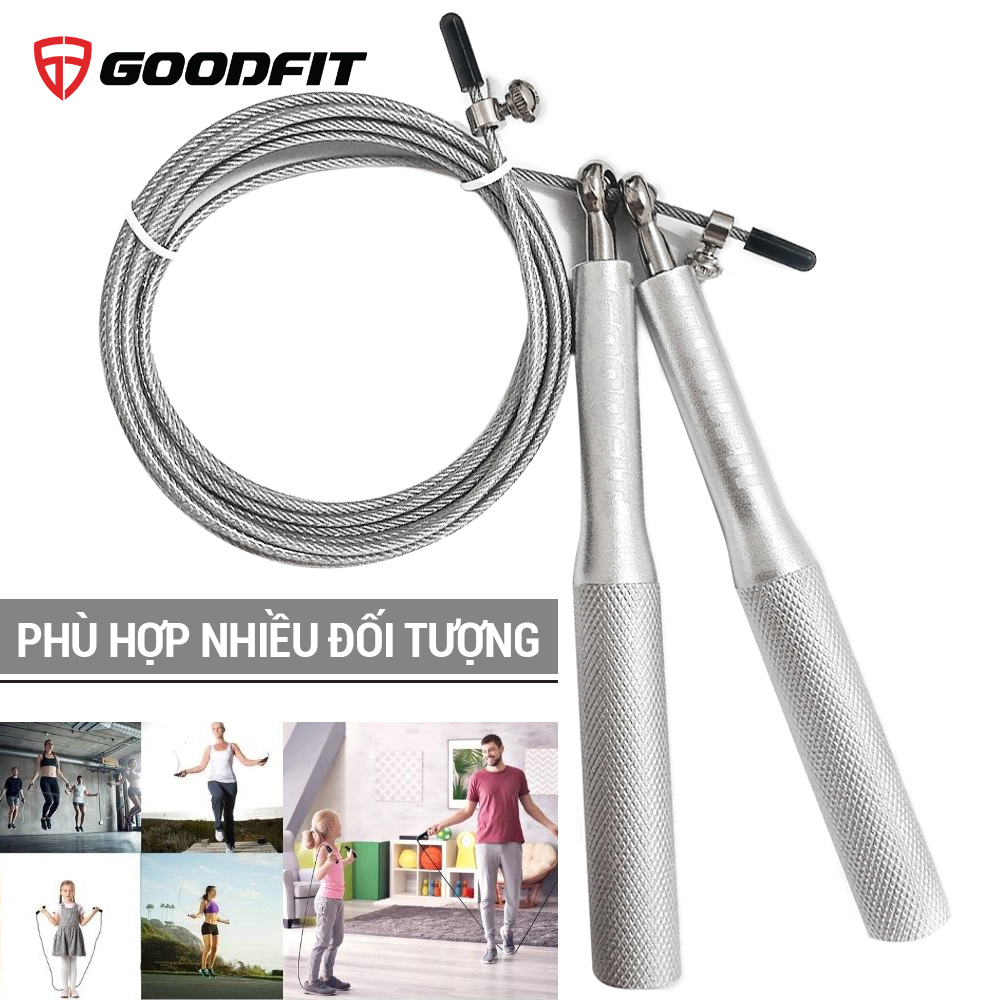 Dây nhảy lõi thép, dây nhảy thể dục, thể lực GoodFit chiều dài 3m, trục xoay 360 độ Goodfit GF901JR