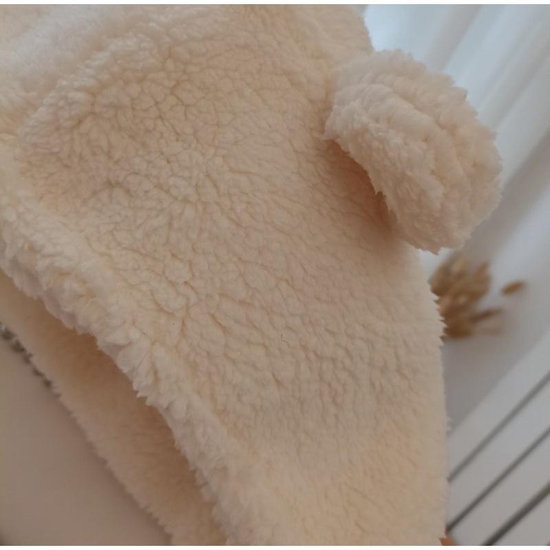 Mũ lông Cừu 3in1 tai gấu️️Mũ kèm khăn quàng cổ và sỏ tay kiểu dáng hàng quốc