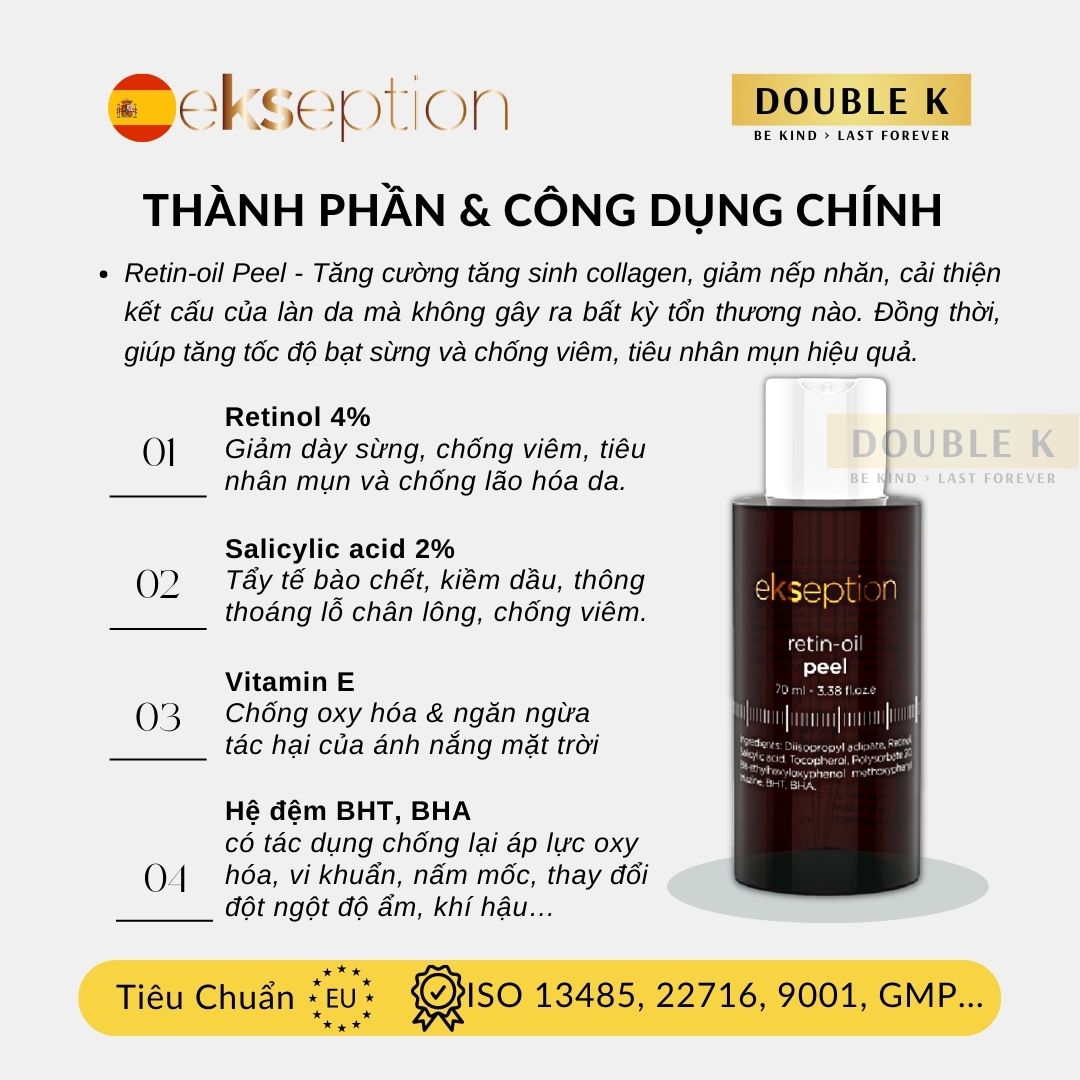 ekseption Retin-Oil Peel - Cải Thiện Tình Trạng Lão Hóa, Nếp Nhăn; Da Sáng Đều Màu, Ngừa Mụn - Double K