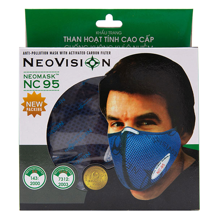 Khẩu Trang Than Hoạt Tính NeoVision -NeoMask NC95 (Thun Quàng Gáy) - Xanh đen