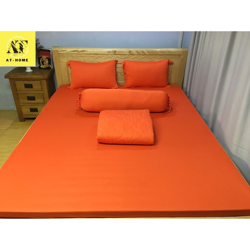 Bộ 4 Món Ga Gối Thun Mát Mềm Thun Lạnh Cao Cấp LAN PHAM BEDDING - Màu Cam