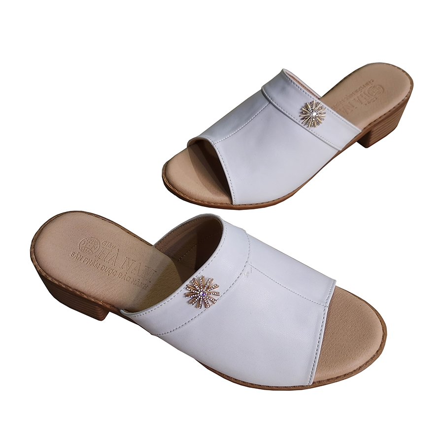 Dép Nữ Quai Ngang Cao Gót HÀ NAM Da Bò Thời Trang Cao Cấp 3cm DNU2174