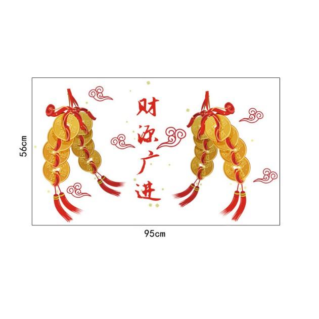 Decal trrang trí Tết - Dây Đồng Xu Vàng