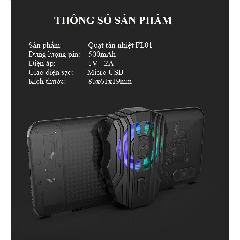 Quạt Làm Mát ️️ Bộ Tản Nhiệt Điện Thoại Dung Lượng Pin 500mAh - Làm Mát Điện Thoại Nhanh Chóng FL01