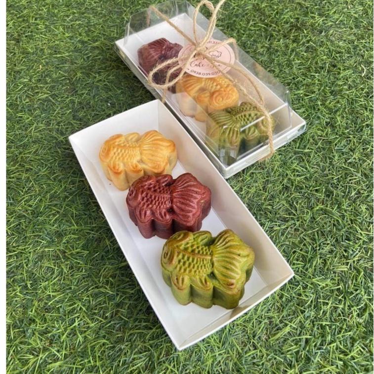 E1985 - Sét 50 Hộp E1985 chữ nhật màu nâu giấy kraft đựng bánh nắp nhựa trong suốt