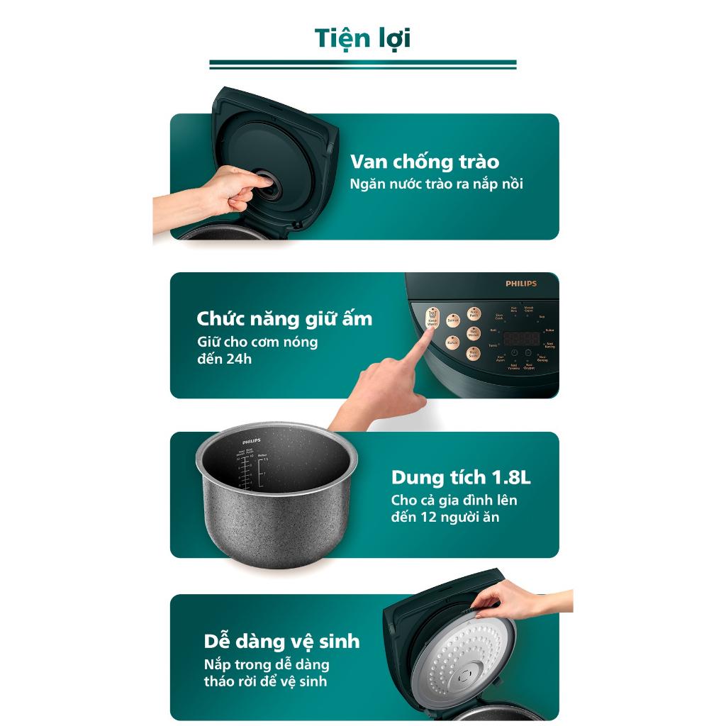 Nồi Cơm Điện Tử Philips HD4518/62, 1.8Lit - 940w, Hàng Chính Hãng