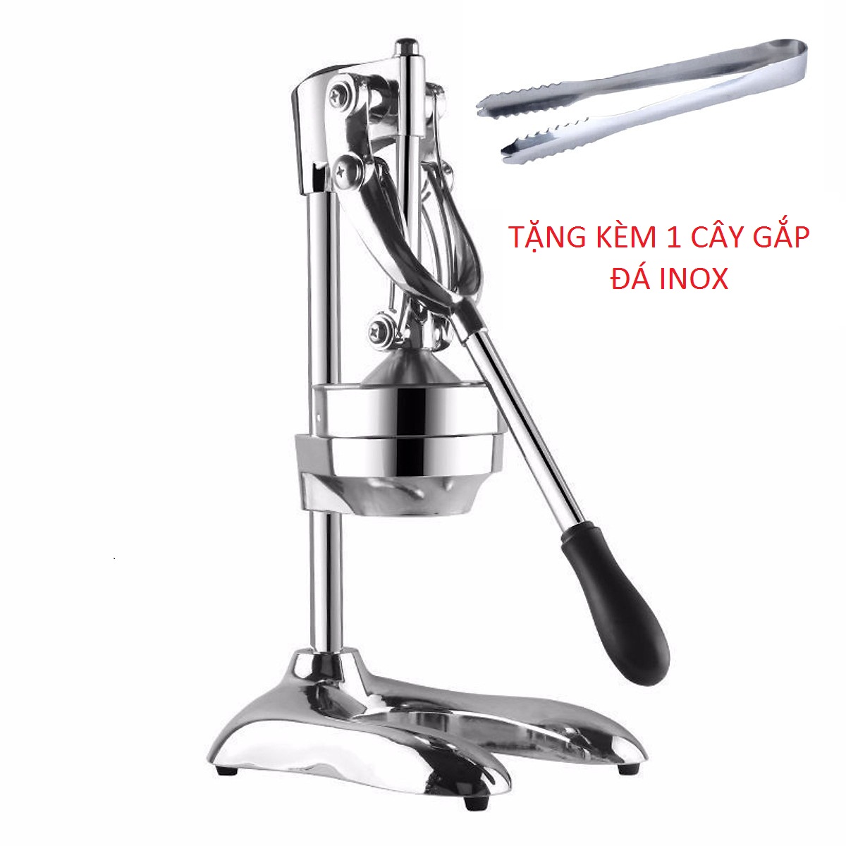 Máy Ép Cam Bằng Tay Inox Loại Lớn Tặng Kèm 1 Cây Gắp Đá Inox Rainy