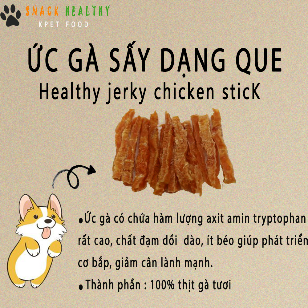 BÁNH THƯỞNG CHO CHÓ - ỨC GÀ SẤY DẠNG QUE - HEALTHY JERKY BEEF - MAKE IN KOREA - 100g