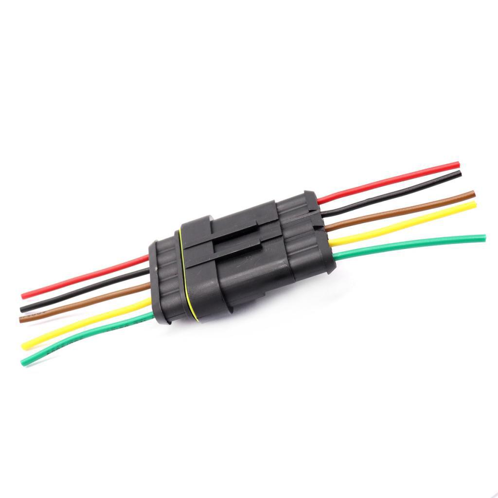 5x 5-Pin Way Car Waterproof Electrical Connector Plug with Wire Motorcycle