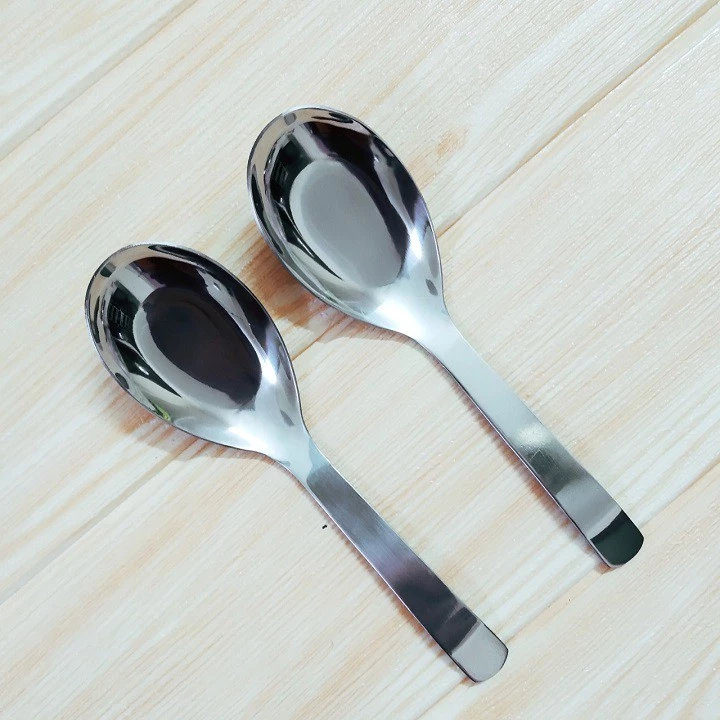 Thìa phở inox cao cấp SHR S60613 dài 16.5x4.6cm đáy phẳng - Combo 5 chiếc