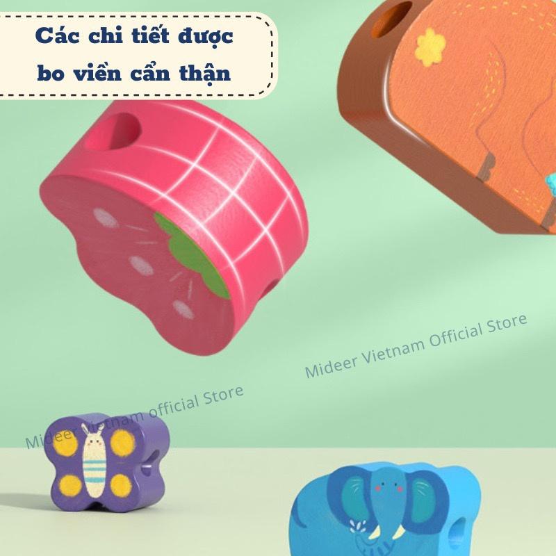 Xâu hạt cho bé, đồ chơi Montessori luồn khối gỗ phát triển tư duy trí tuệ Mideer Lacing Beads