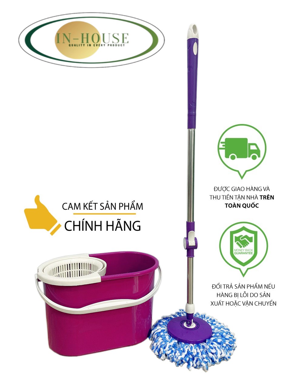 Bộ lau nhà 360độ nhựa hàng loại 1 bền đẹp