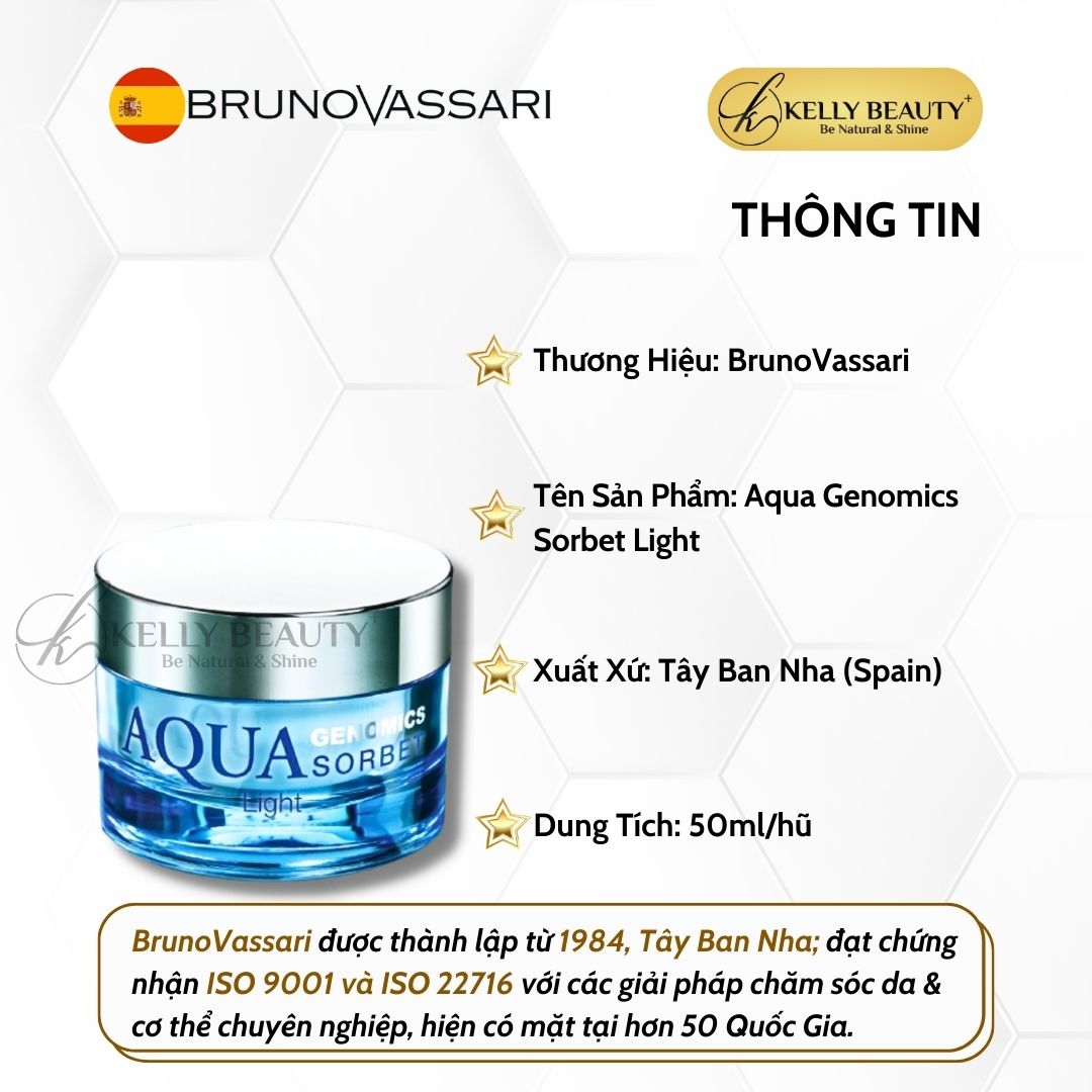 Kem Dưỡng Ẩm Cho Da Dầu Aqua Genomics Sorbet Light - Bruno Vassari | Kelly Beauty
