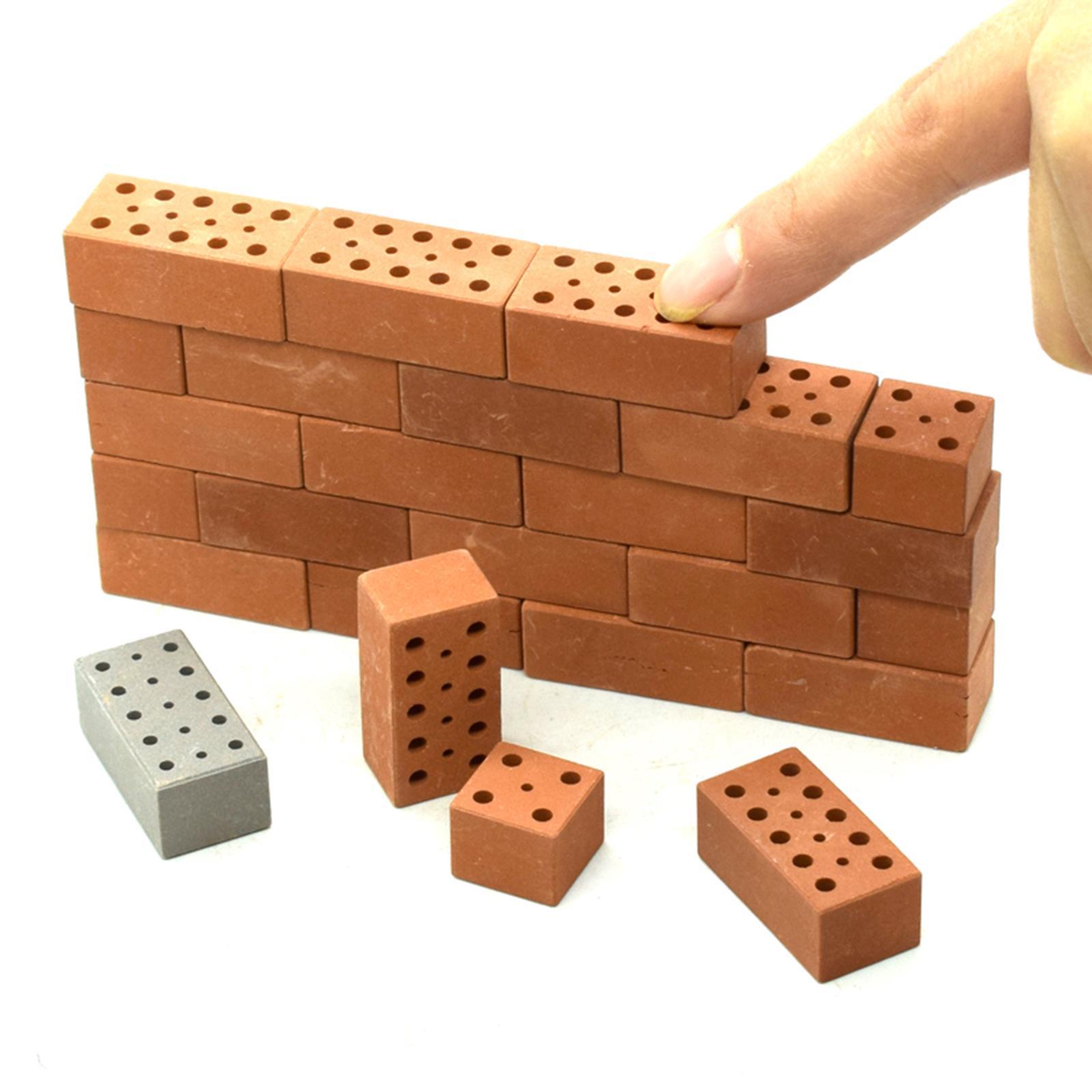 40pcs Miniature Red Bricks Mini Fake Bricks for Model Building DIY Materials