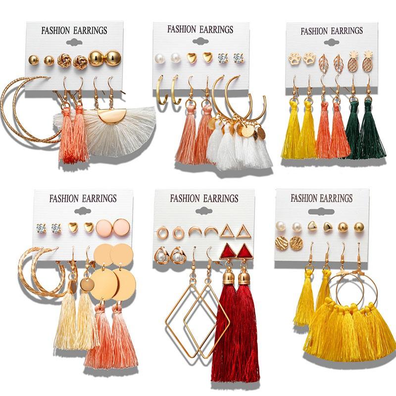 Set 6 đôi khuyên tai phong cách cổ điển Boho cho nữ