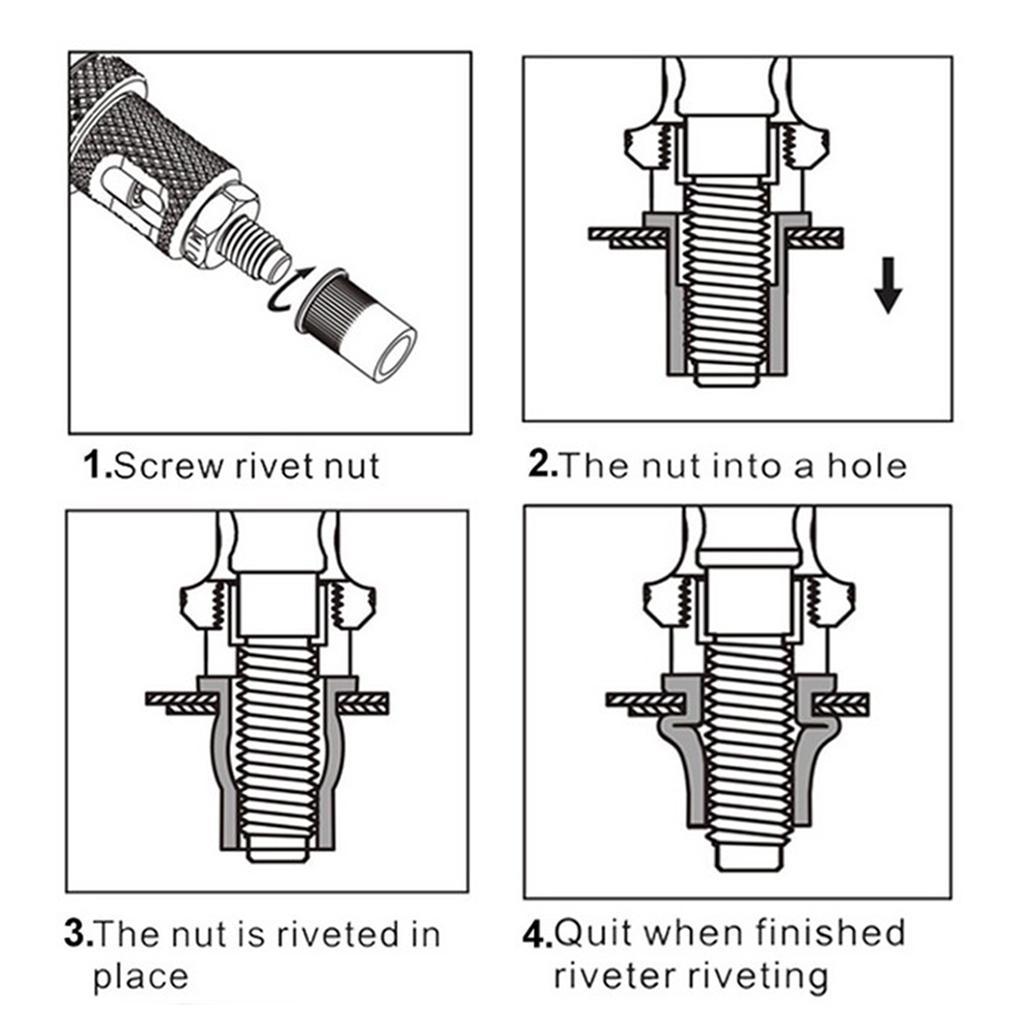 2x Professional Hand Riveter Gun Nutsert SAE with Nose pieces 1/4-20 3/8-16